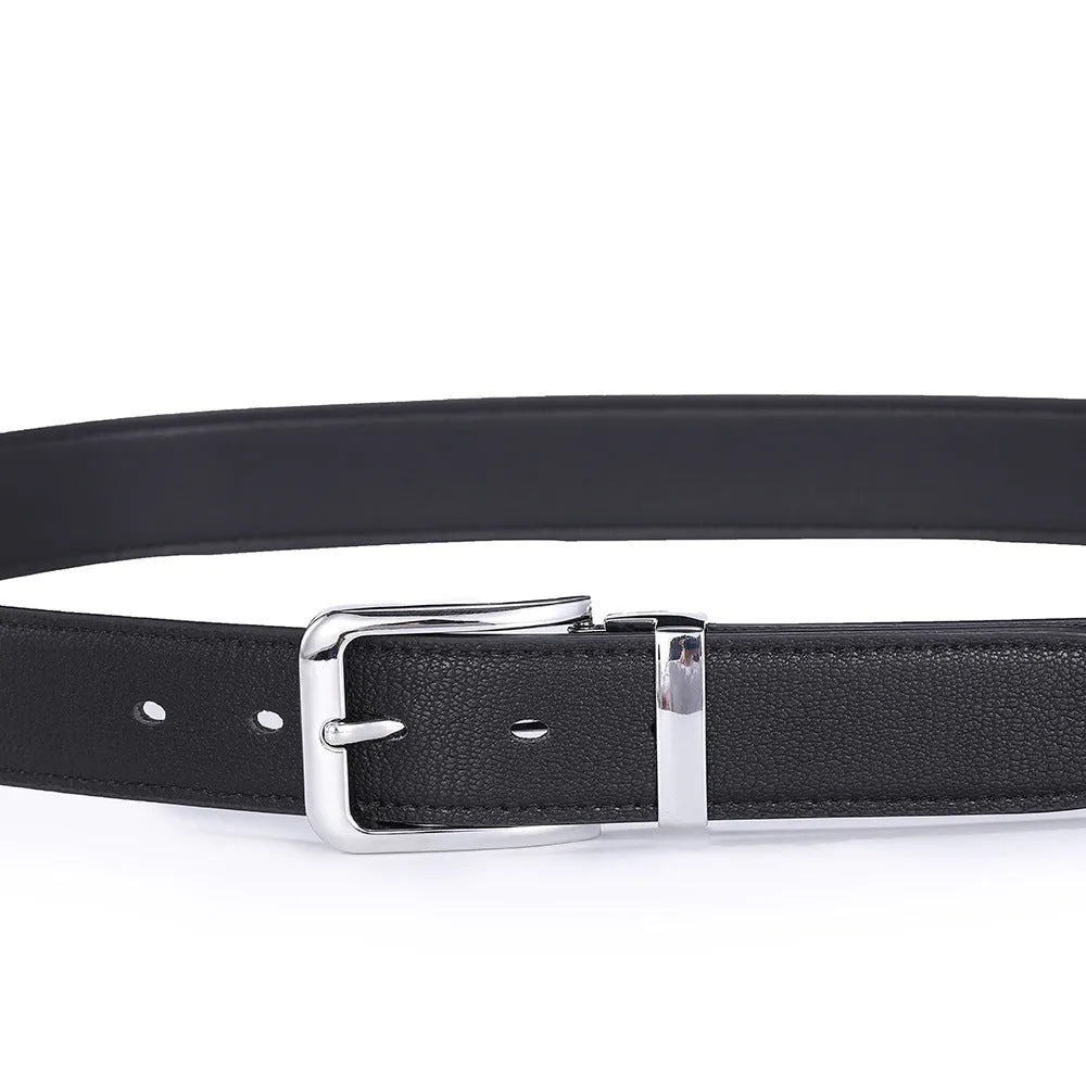 Men's genuine leather belt with alloy pin buckle, embossed water drop pattern, 3.3cm width, 120cm length