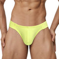 Polyester national triangle low waist seamless briefs in six colours – black, white, pink, purple, green, yellow – on white background