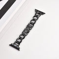 Denim chain metal Apple Watch compatible strap in silver, black, gold, rose gold, and starlight colours for 38-49mm cases.