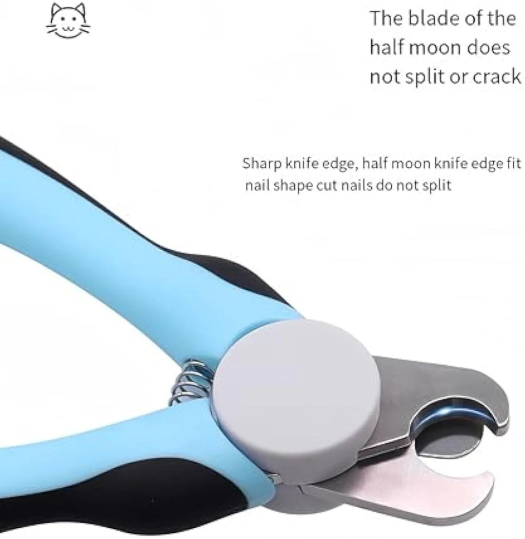 Blue heavy-duty dog nail clippers with safety guard for large breed dogs and thick nails.