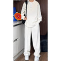 Men's black elastic hemp polo shirt and trousers two-piece casual suit for plus sizes