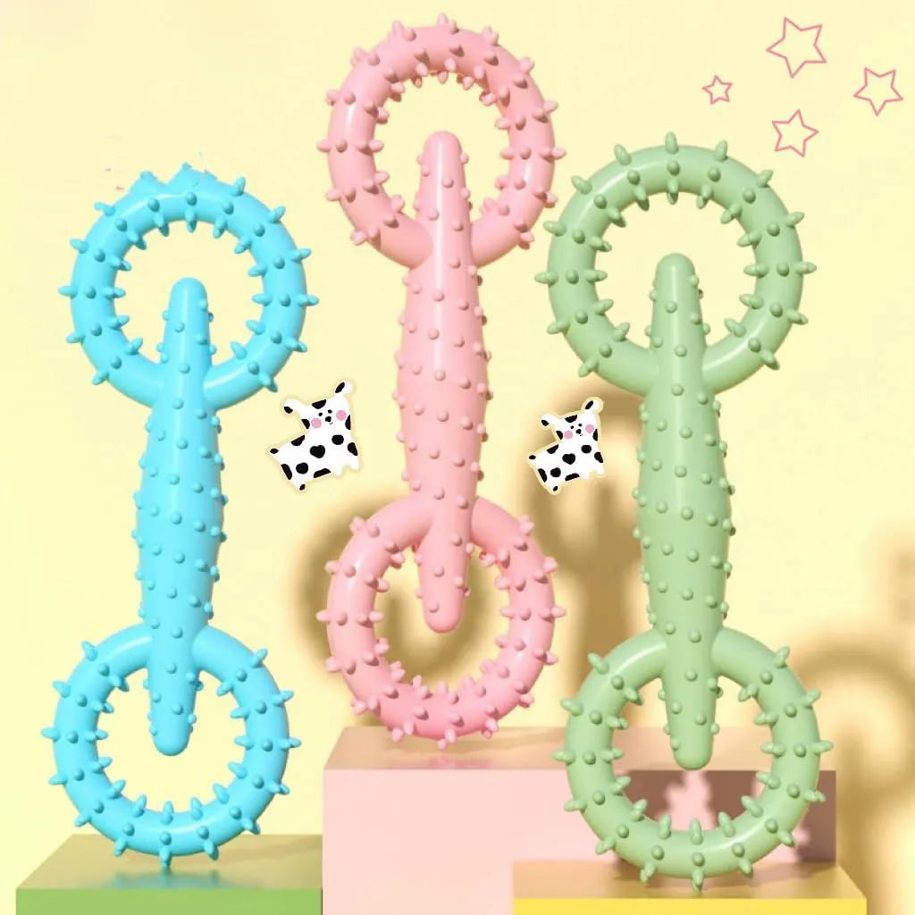 Blue TPR dog chew toy ring measuring 16cm diameter for safe puppy chewing
