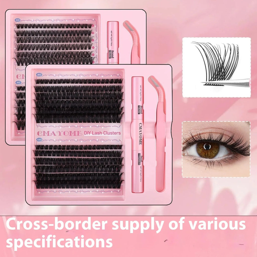 DIY single cluster false eyelashes showing individual artificial fibre lashes for custom application