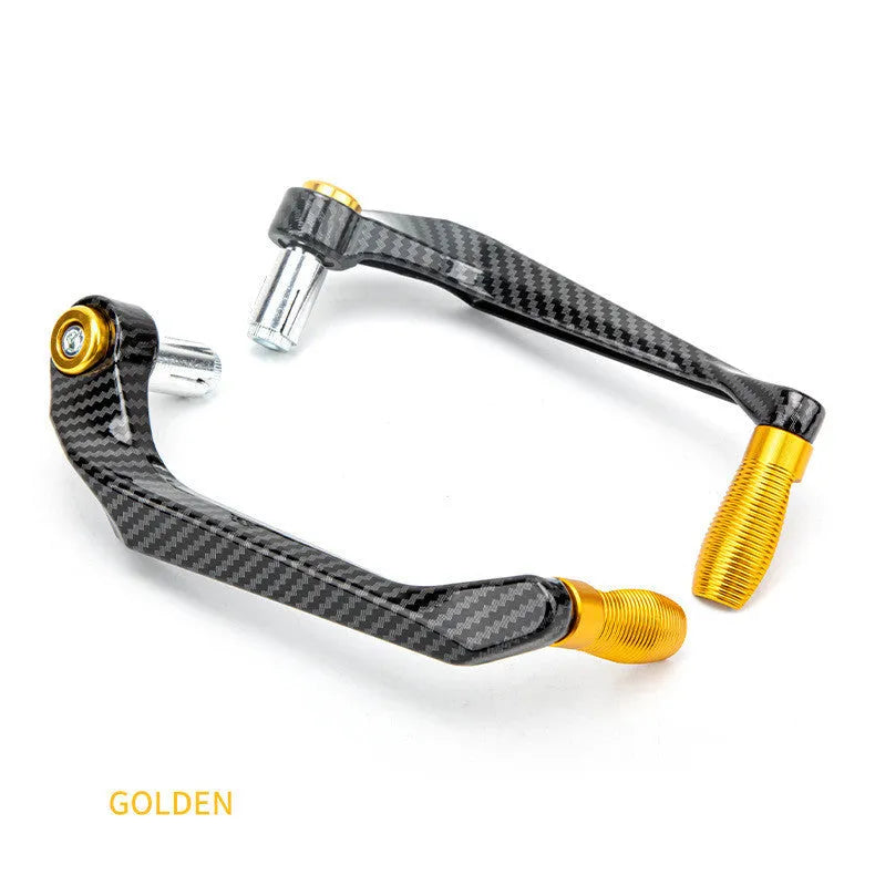 Pair of aluminium alloy motorcycle hand guards in black with water transfer printing finish on handlebars