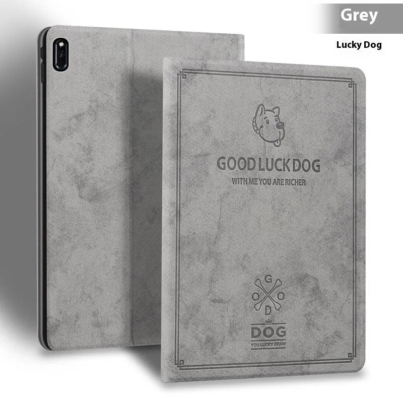Black deer pattern TPU leather clamshell case for Apple iPad showing soft shell protection