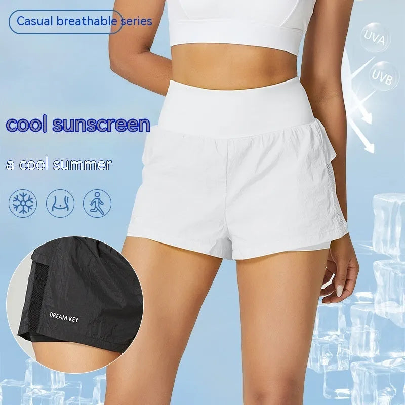 Women's cotton blend quick-drying fitness shorts in loose casual style available in multiple colours