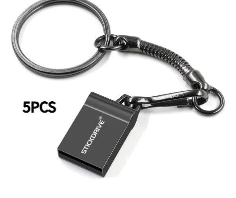 Silver metal USB flash drive on a black lanyard, shown as a wearable necklace.