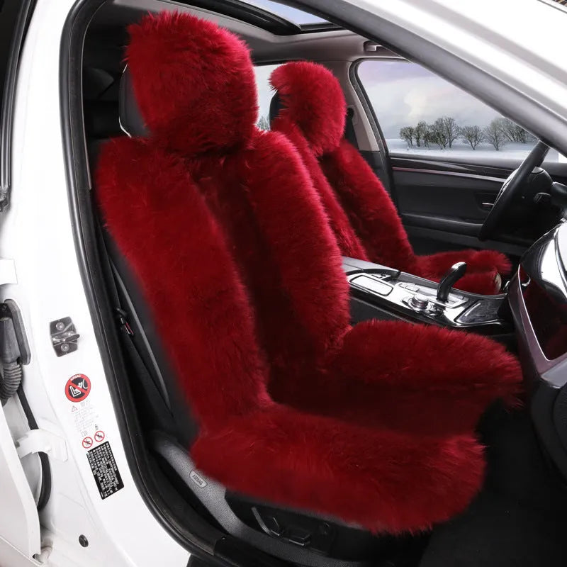 Purple plush fleece car seat cushion with thickening spec for two seats, high low hair finish