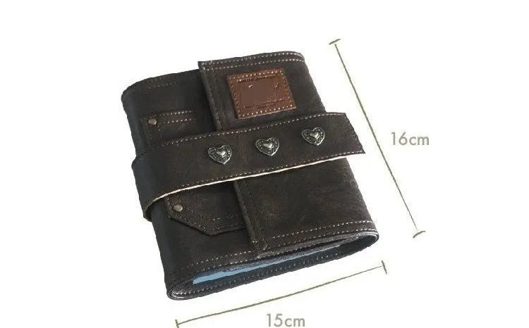Brown retro leather buckle notebook with loose-leaf binding and PU cover