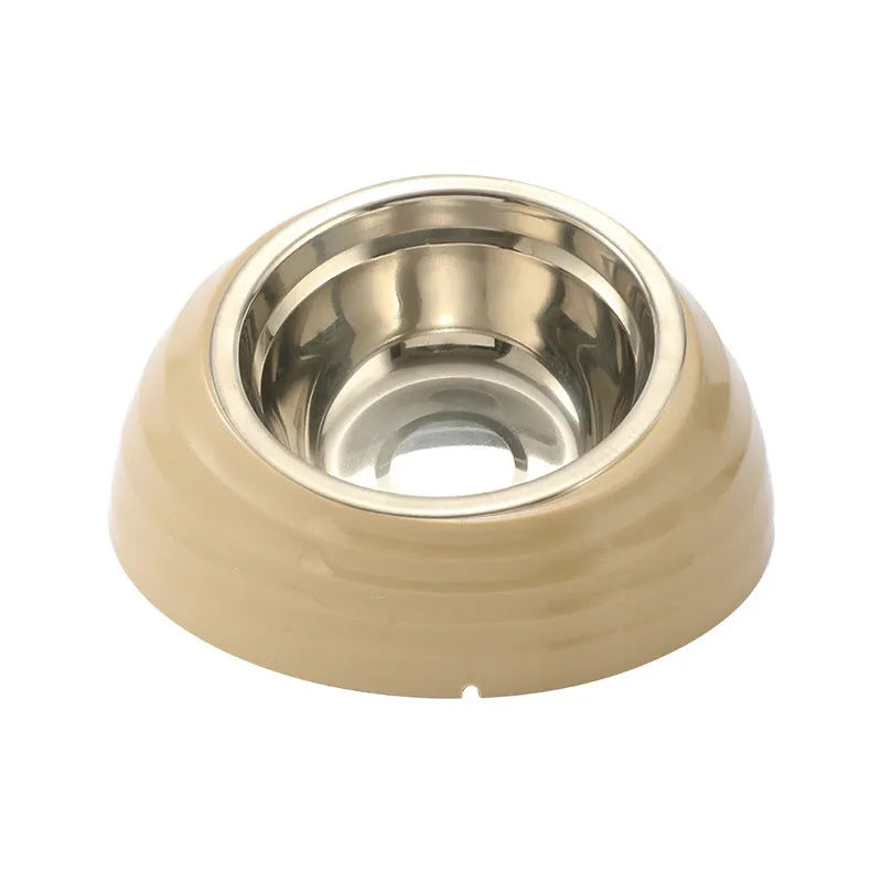 Stainless steel cat bowl in light green, beige, or brown colour options