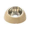Stainless steel cat bowl in light green, beige, or brown colour options