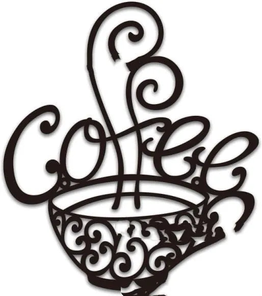 Black wrought iron wall decoration with English letters silhouette design, modern style