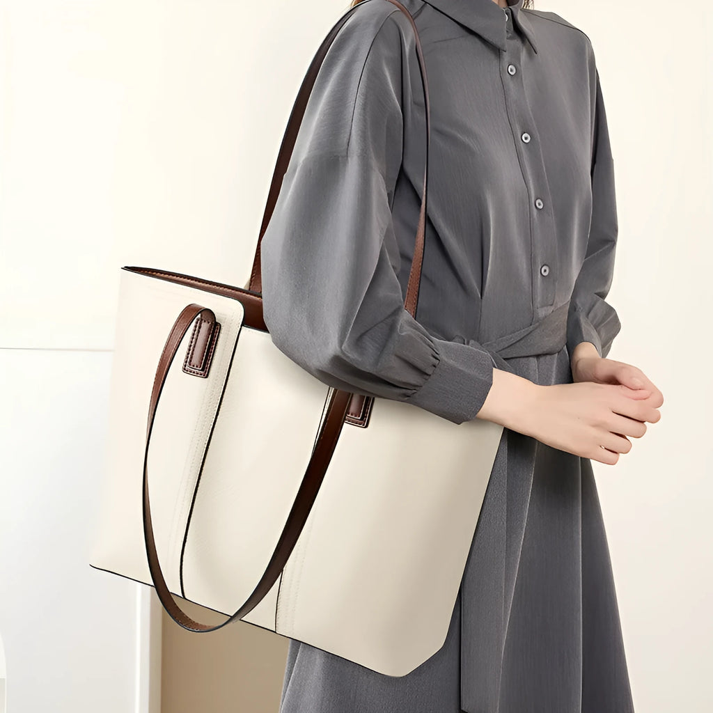Genuine leather women's crossbody commuter bag in black with internal organisation compartments