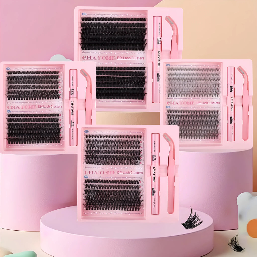 DIY single cluster false eyelashes showing individual artificial fibre lashes for custom application