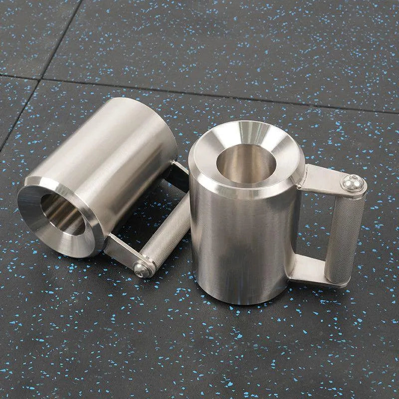 Silver stainless steel dumbbell cup for weight plates with 8kg cast iron construction