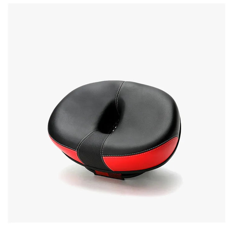 Thickened plus size bicycle saddle with PU pattern, reflective stickers, and steel frame