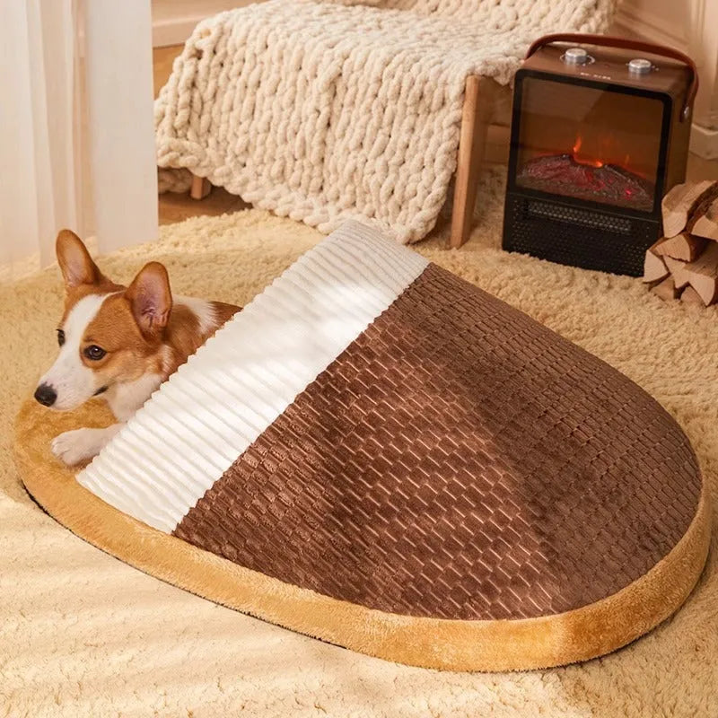 Blue dog nest sleeping bag with removable inner pad for small and medium dogs