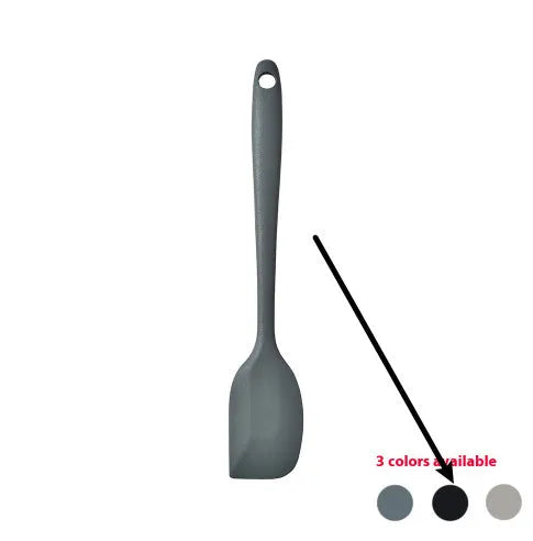12 piece silicone kitchenware set with rotating storage bucket containing ladle spatula and clips