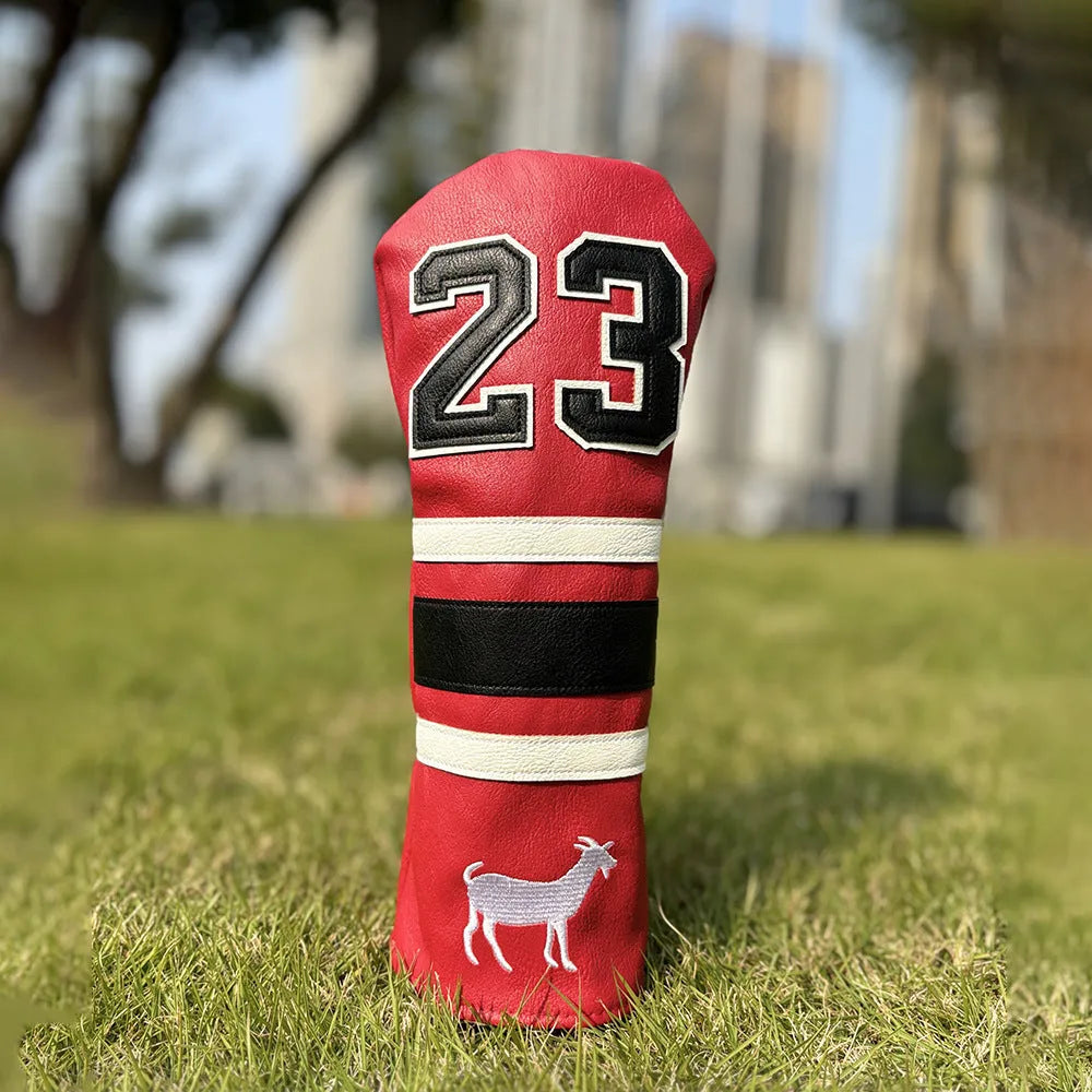 RAM golf club head cover set with four PU sleeves in yellow for woods and a putter.