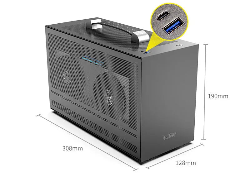 Hummingbird PRO ITX desktop computer chassis in titanium grey and white colour options