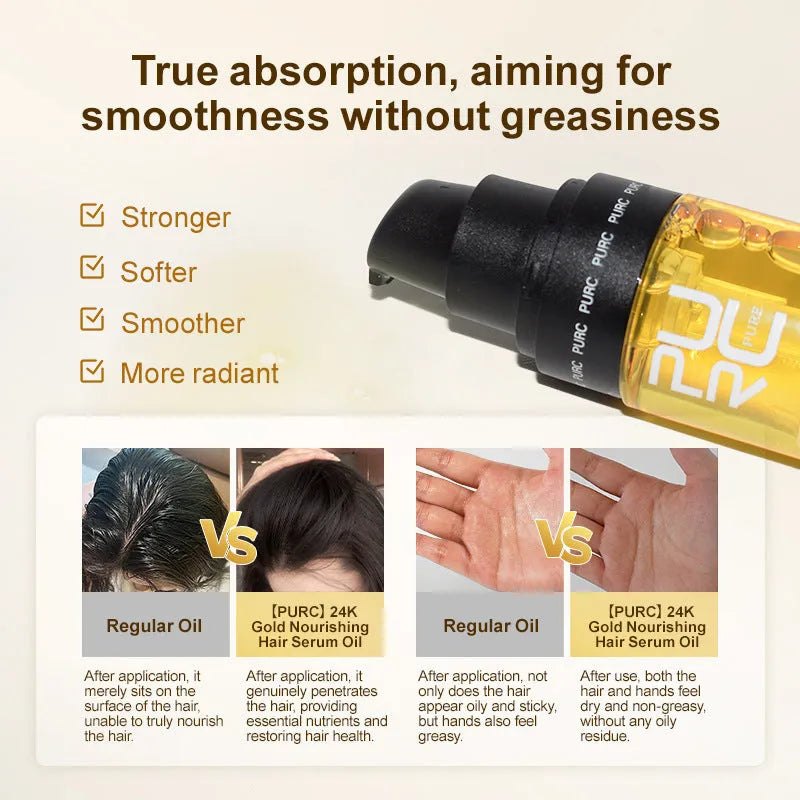 50ml yellow hair care essential oil bottle for scalp treatment and curly hair repair