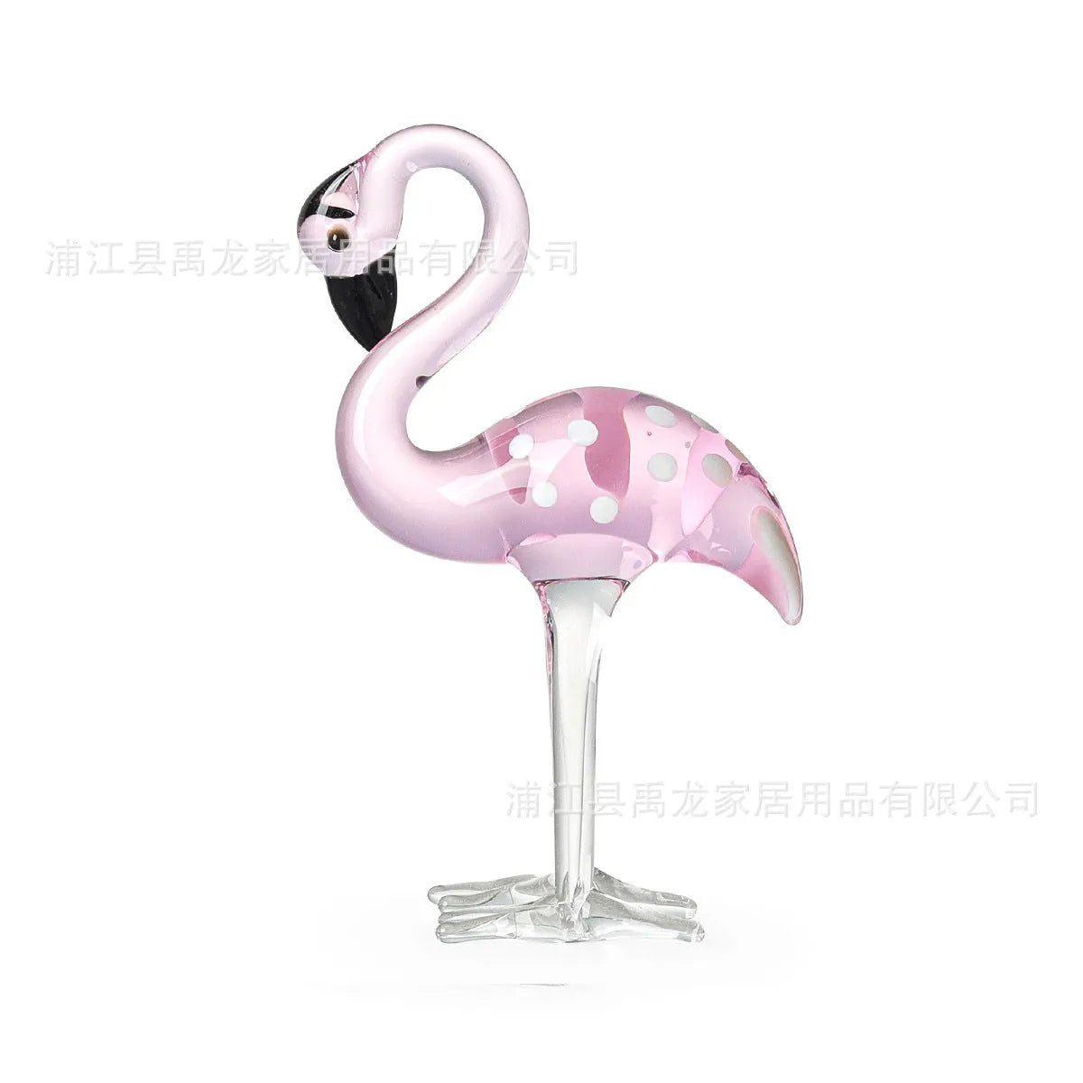 Pink crystal flamingo decorative sculpture for tabletop display in modern home décor