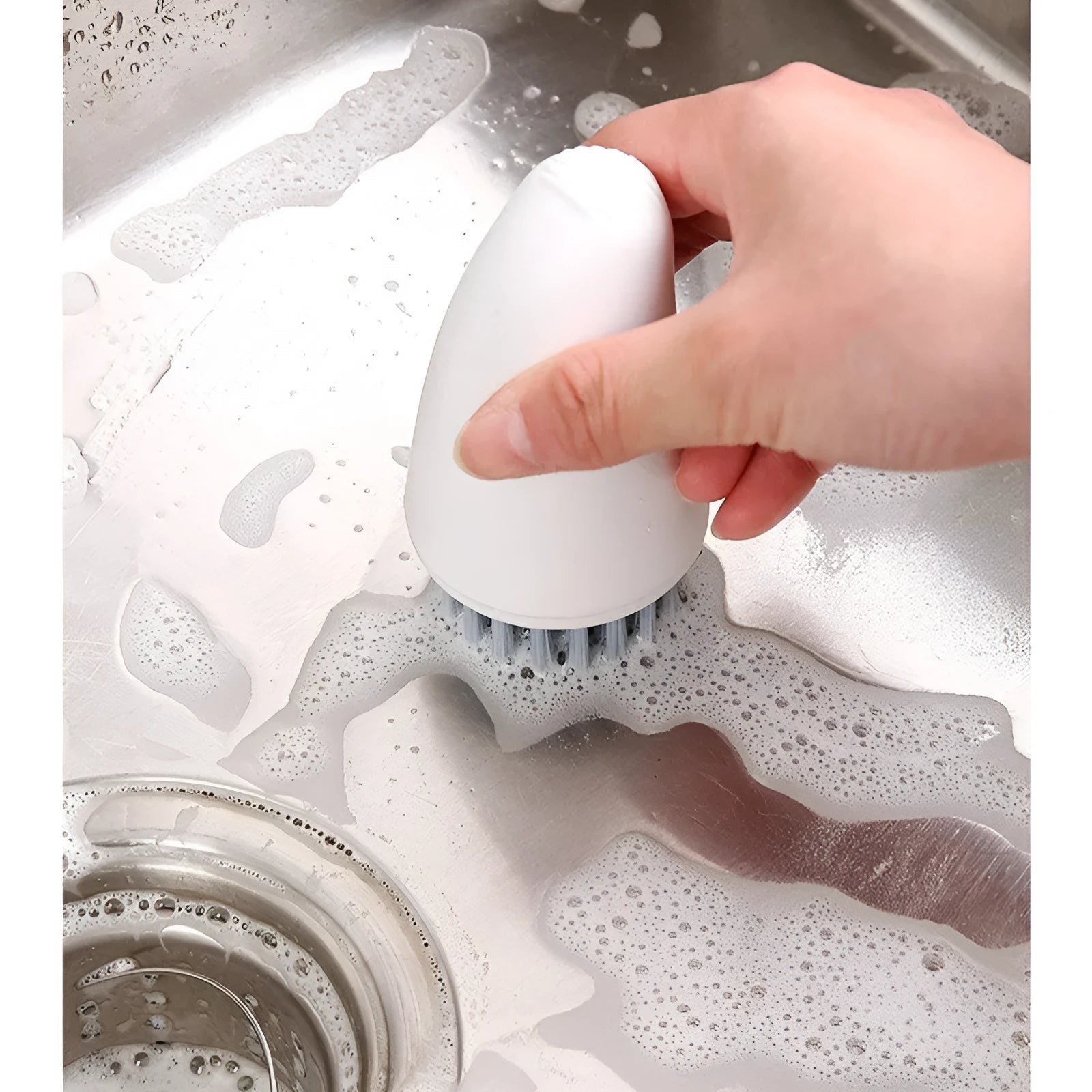 Multifunctional carrot brush kitchen cleaning gadget with nylon bristles in orange colour