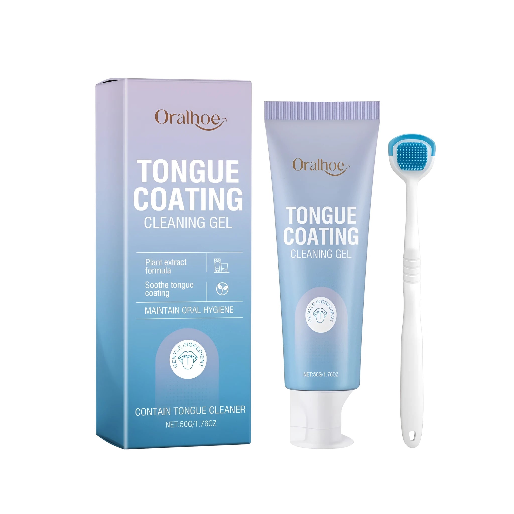 Tongue coating cleaning gel 50g with tongue cleaning brush for oral hygiene