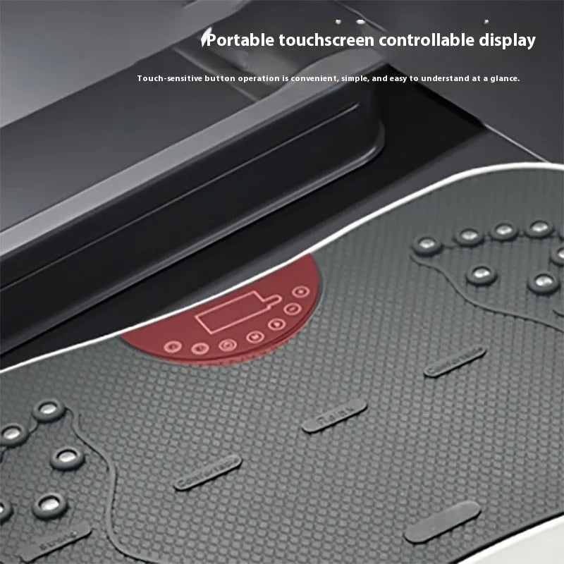 Multifunctional home power plate in black with smart remote control and high-frequency vibration