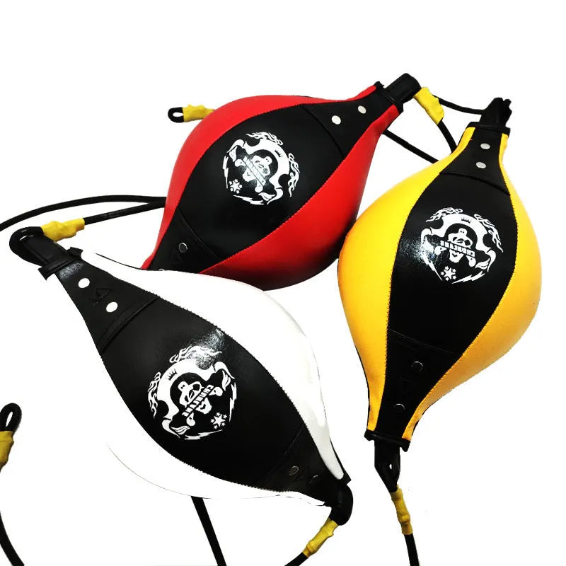Diamond pattern boxing speed ball in black and red for Muay Thai and reaction training