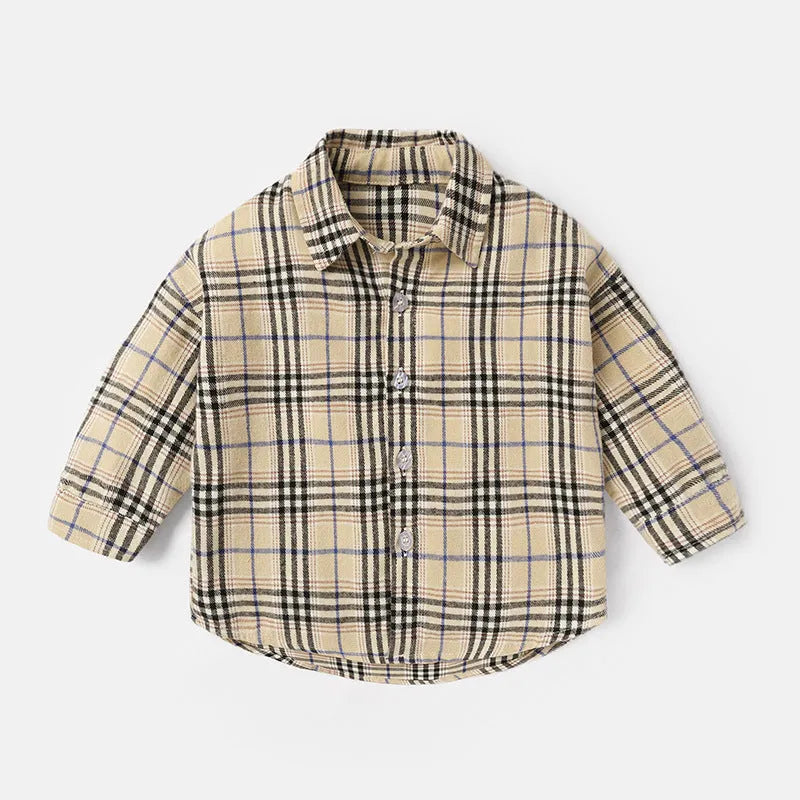Boys' cotton lattice casual shirt in multiple colours with long sleeves