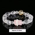 Natural starlight pink crystal cat head bracelet with copper setting, round gemstone bead, handmade women's bracelet