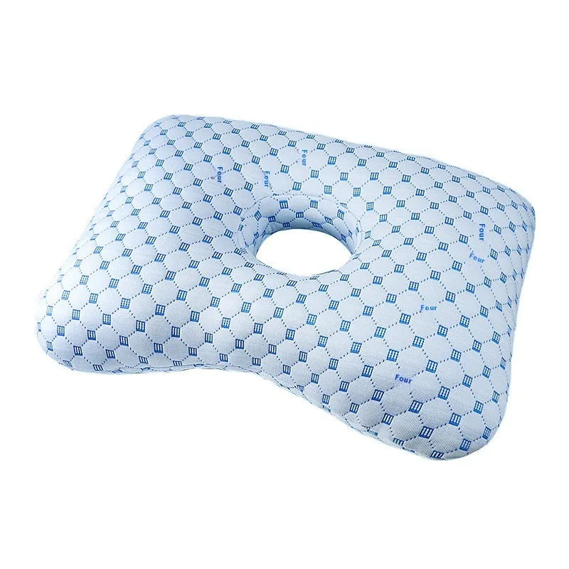Beauty salon single hole ear pillow in grey with detachable cover, shown next to a tape measure indicating 39cm length.