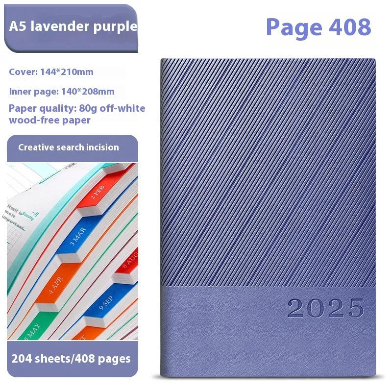 Creative Simple thick notepad with striped PU leather cover showing eight colour options