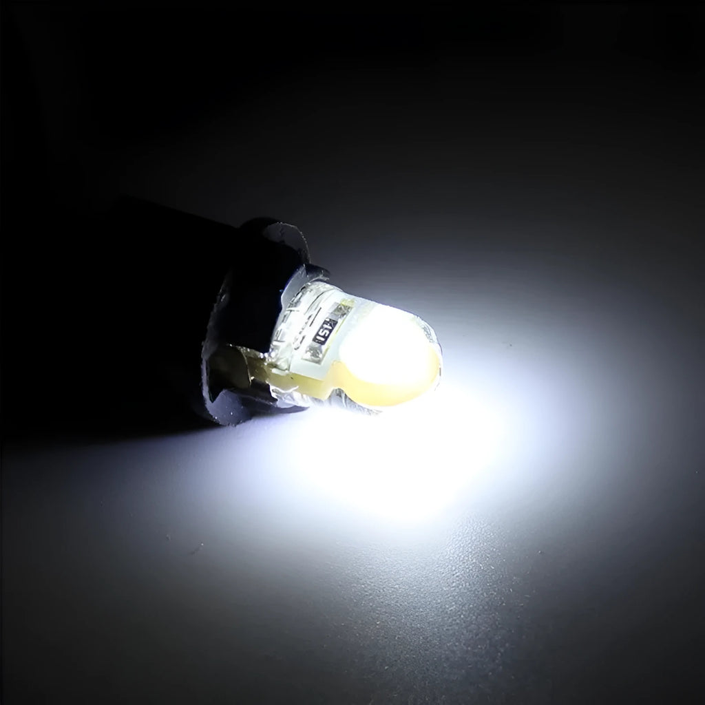 Silicone T10 COB LED car bulb 12V DC 21.5mm 180-degree offset socket for side marker and license plate lights
