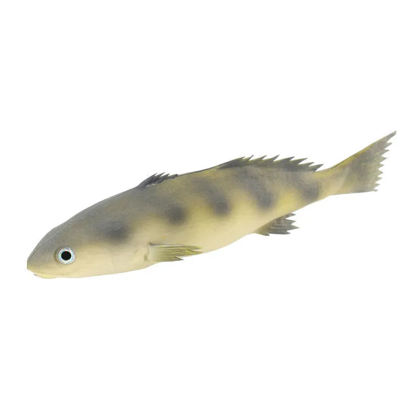 Three PU simulated fish ornaments: flower fish, small tuna, and yellow croaker with detailed textures