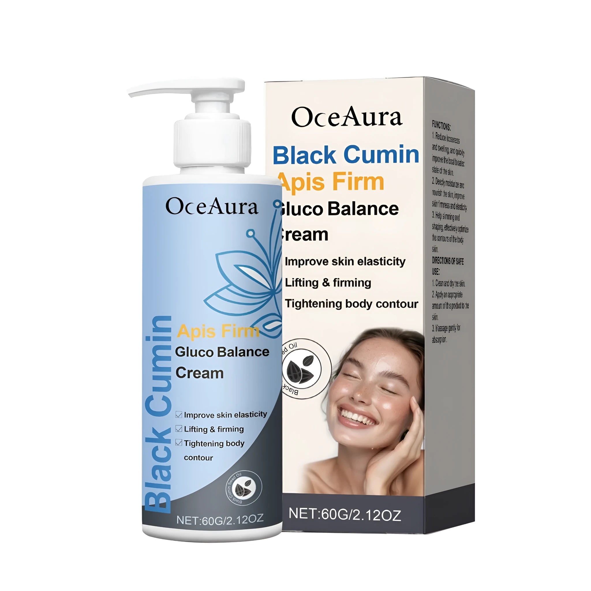 Black Cumin Apis Firm Gluco Balance Cream 60g jar with bee venom and black cumin seed oil for skin firming