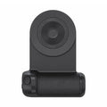 3-in-1 magnetic phone holder camera bracket with PU leather handle and rotatable stand, in black, on a table