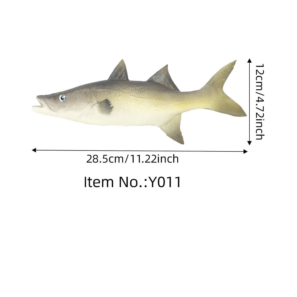 Three PU simulated fish ornaments: flower fish, small tuna, and yellow croaker with detailed textures