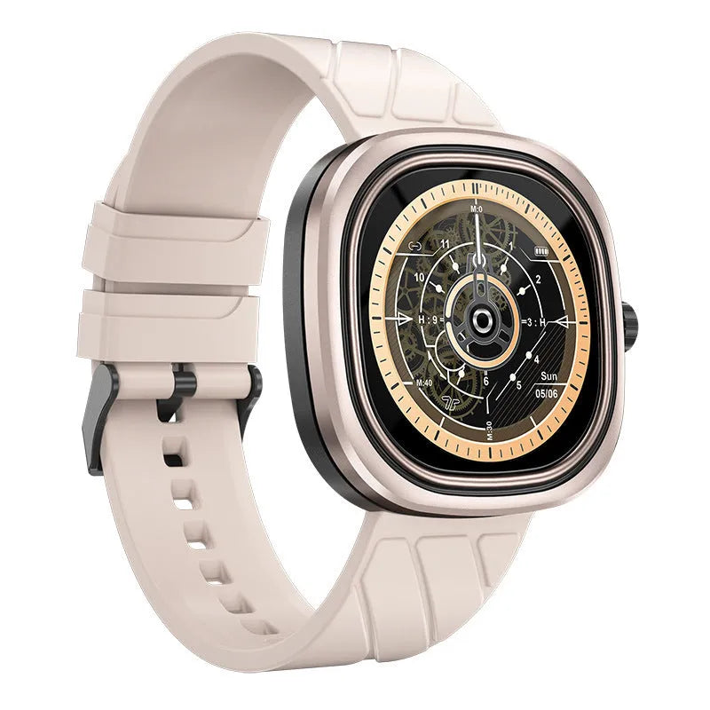 Bluetooth smartwatch with 1.32-inch colour touchscreen on silicone wristband showing fitness tracking display