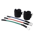 Black taekwondo training pull rope set with elastic cord and metal hooks for leg power development