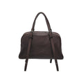 Women's retro genuine leather shoulder bag in horizontal square shape with double straps