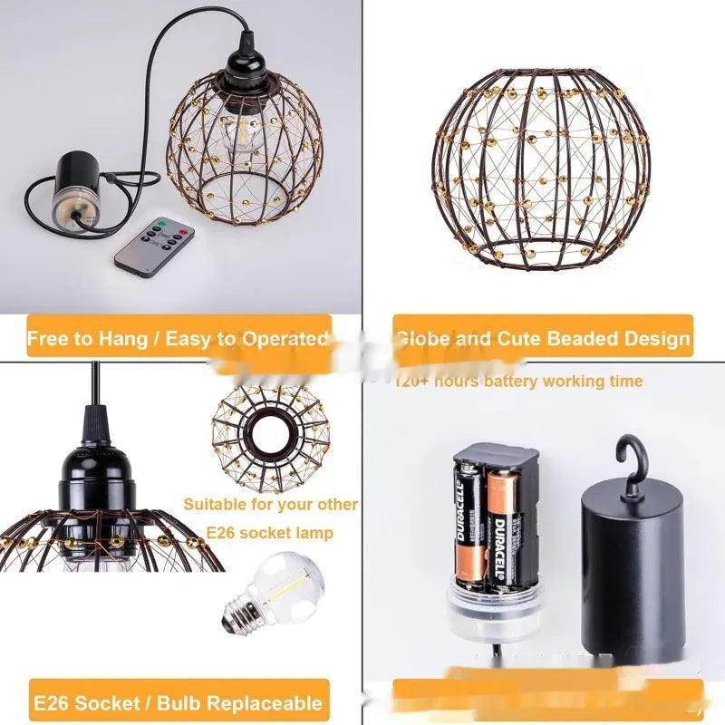 Outdoor waterproof camping LED chandelier iron material 1W battery operated with remote control American style