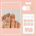 J-52 skin colour plastic false toenail stickers and glue set for cosmetic application.