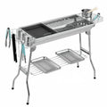 Stainless steel portable barbecue oven with flip design and included grills for outdoor cooking