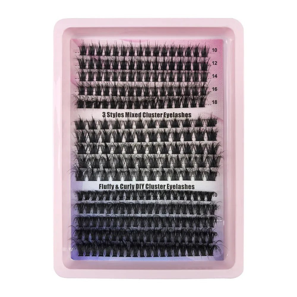 Large capacity false eyelash storage box measuring 13.7cm with mixed eyelashes organised inside