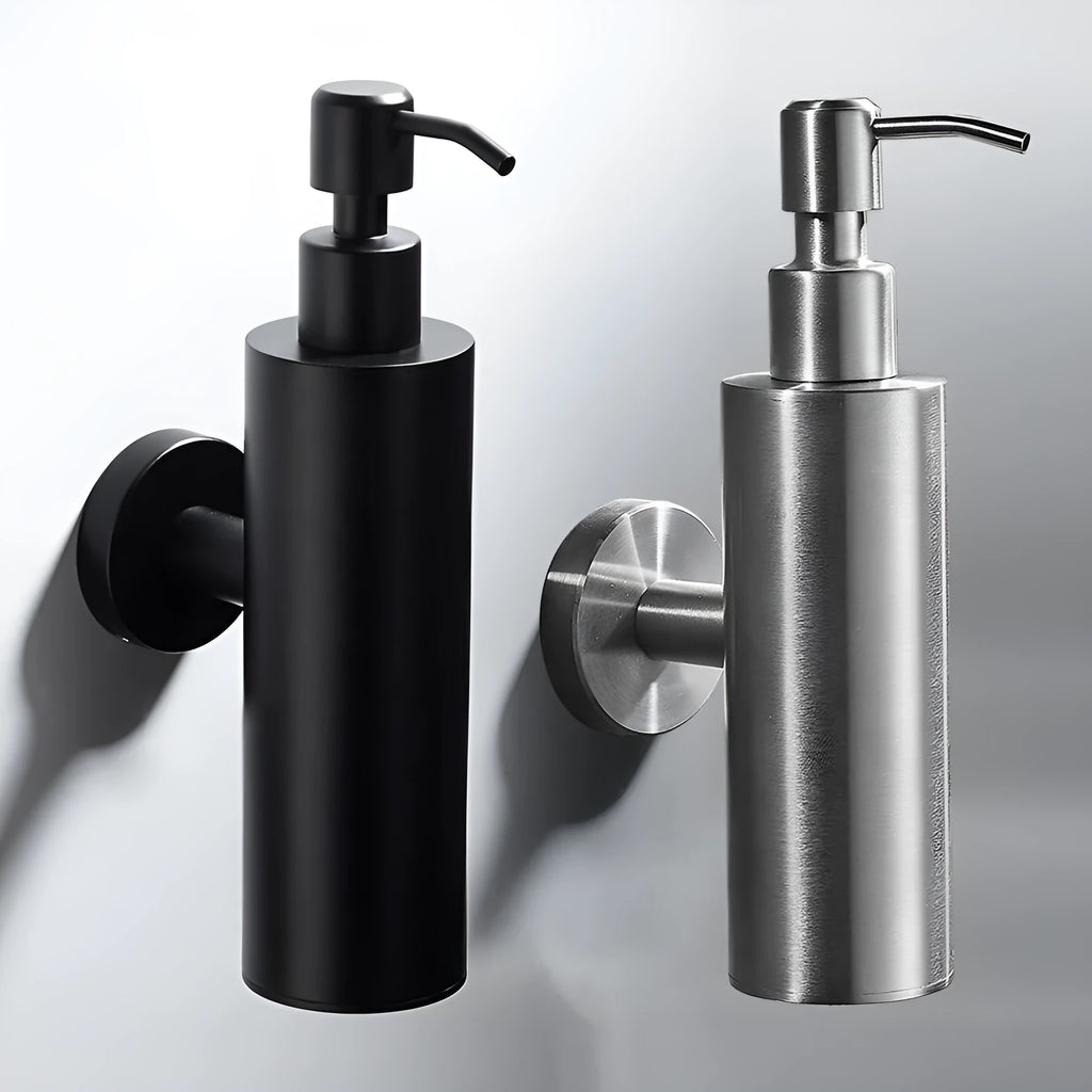 Wall mounted 304 stainless steel pendant lotion bottle with pump, 50x88x205mm, brushed finish