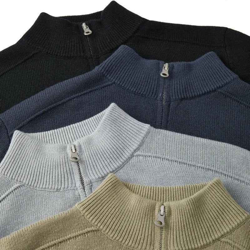 Men's slim fit thickened wool pullover sweater in various colours showing front view