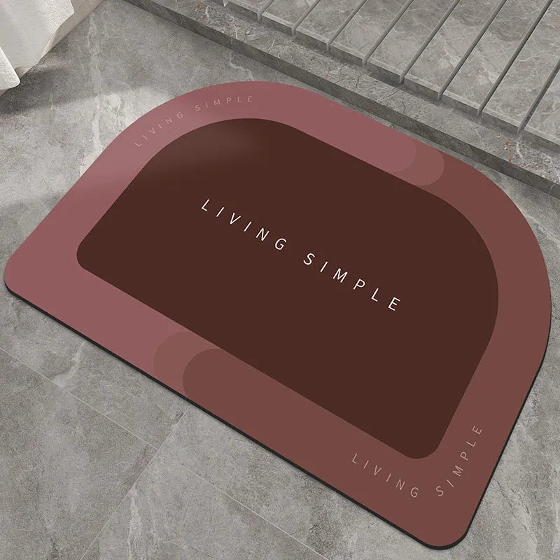 Oval super absorbent quick-dry bath mat with non-slip rubber bottom in grey, 40x60cm
