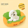 Washable flannelette dog bed in extra large size with jean cloth sides and anti-slip oxford base